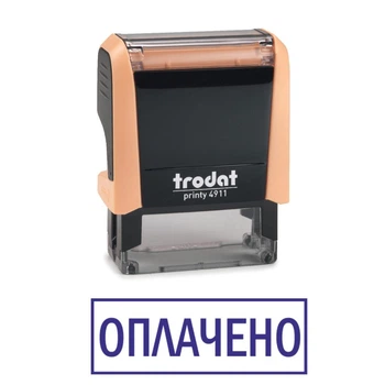 Штамп ОПЛАЧЕНО на автоматической оснастке Trodat 4911 размером 38х14 мм Пастель оранжевый (в рамке)