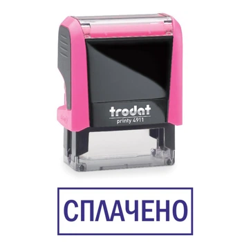 Штамп СПЛАЧЕНО на автоматической оснастке Trodat 4911 размером 38х14 мм Розовый неон (в рамке)