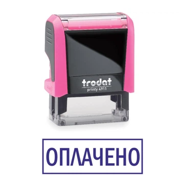Штамп ОПЛАЧЕНО на автоматической оснастке Trodat 4911 размером 38х14 мм Розовый неон (в рамке)