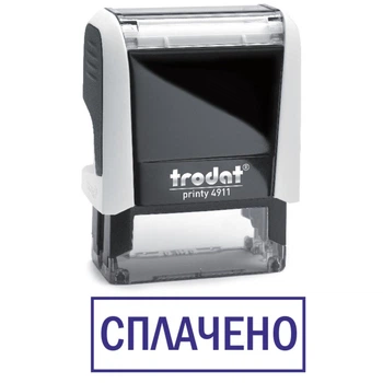 Штамп СПЛАЧЕНО на автоматической оснастке Trodat 4911 размером 38х14 мм Белый (в рамке)