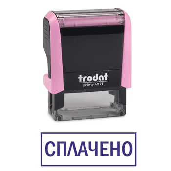 Штамп СПЛАЧЕНО на автоматической оснастке Trodat 4911 размером 38х14 мм Пастель розовый (в рамке)