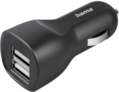 Автомобільний зарядний пристрій Hama USB 2 x USB-A 12V 2.4A 12W Black (4047443489654)