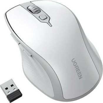 Беспроводная мышь UGREEN Ergonomic Wireless Mouse MU101 White Gray (15805)