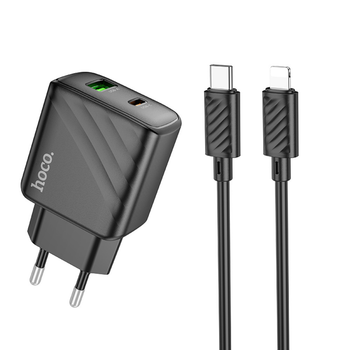 Сетевое зарядное устройство HOCO CS23A Sunlight dual port PD30W+QC3.0 charger(EU) black