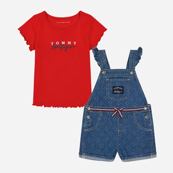 Детский летний комплект ( футболка + полукомбинезон) для девочки Tommy Hilfiger 277710051 116 см Синий/Красный (1159826354)