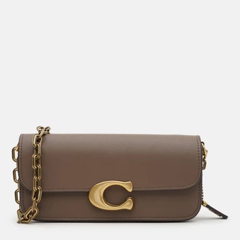 Сумка крос-боді через плече жіноча з натуральної шкіри маленька Coach Luxe Calf Idol Bag 23 BG-COA-23 Коричнева (193971591681)