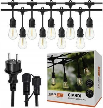 Садовая гирлянда 10м с 10 LED-лампами E27 – наружное декоративное освещение с возможностью соединения
