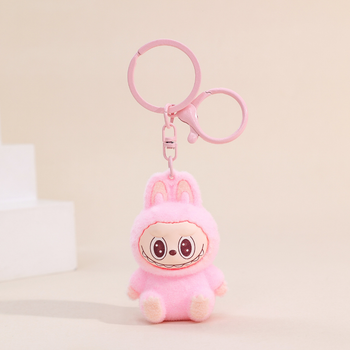 Брелок на ключі плюшевий з карабіном Labubu Art The Monsters Big Hairy pink