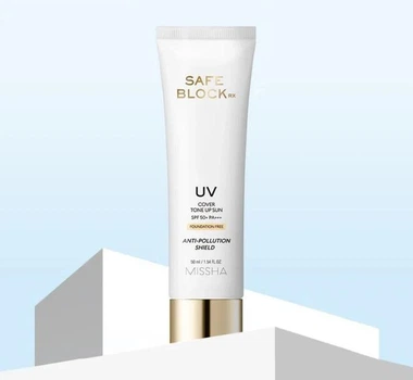Сонцезахисний крем MISSHA Safe Block RX Cover Tone Up Sun SPF50+ PA++++ Foundation Free 50 мл
