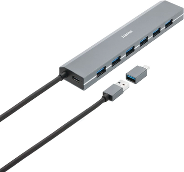 USB-хаб Hama 7 x USB-A Grey (4047443491862)