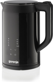 Электрочайник Gorenje K17DWDII пластик 2.2 кВт LED-дисплей, выбор температуры нагрева, Strix-контроль 1.7л Черный