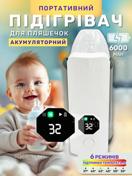 Портативний підігрівач для дитячих пляшечок бездротовий на акумуляторі Warmer Bottle нагрівач бутилочок дитячого харчування компактний для прогулянки з контролем температури