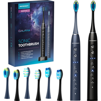 Набір електричних зубних щіток Berdsen Galaxy Duo Синя/Чорна + Brush Heads