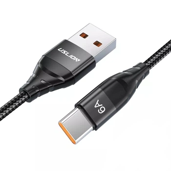 Кабель USB for Type-C (2 м) 6 A провод для быстрой зарядки 66 Вт и синхронизации Fast Charging USLION US0171 Black