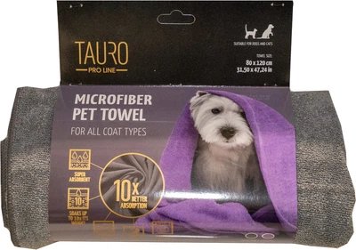 Рушник для домашніх тварин з мікрофібри Tauro Pro Line 60х90 см Grey (TPL63396)