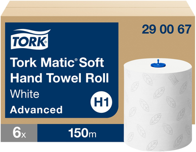 Бумажные полотенца в рулонах Tork Matic Advanced 2 слоя 150 м 600 листов белые 290067 6 рулонов (7322540138719)