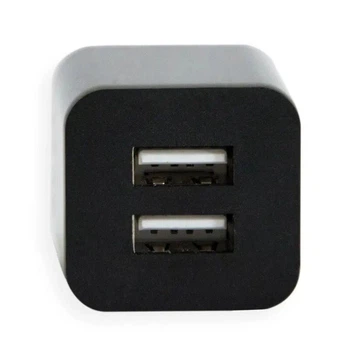 Адаптер переходник Usb 220v зарядка 2USB 1А/2,1А черный (1075)