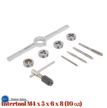 Набор метчиков и плашек Intertool M4 x 5 x 6 x 8 (10ед) (SD-8025)