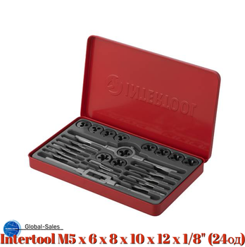 Набор метчиков и плашек Intertool M5 x 6 x 8 x 10 x 12 x 1/8" (24ед) (SD-8026)