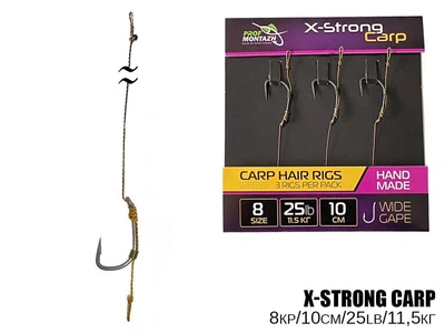 Карповий повідець Проф Монтаж X-Strong Carp 25LB/11,5кг L-10см Гачок №8 3шт