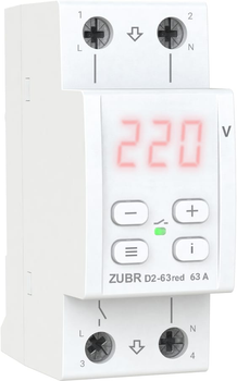 Реле напруги ZUBR D2-63 red з максимумом функцій (63 А, 13 900 ВА) (4820120221736)