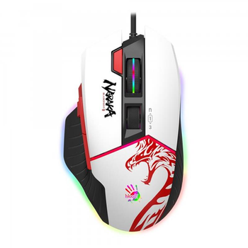 Мышка проводная компьютерная A4Tech W95 Max Bloody Naraka 12000dpi с 8 кнопками, RGB-подсветкой White-Red