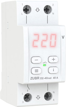 Реле напруги ZUBR D2-40 red з максимумом функцій (40 А, 8 800 ВА) (4820120221712)