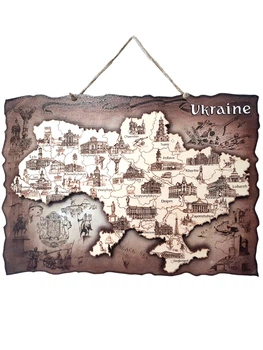 Підвісна мапа України із дерева англійською мовою
