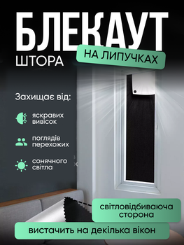 Штора самоклеюча світловідбиваюча Блекаут 145х299 см Чорна (TENT-149x299BL)