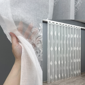 Тюль VR-Textil 1677т Батист з вишивкою Білий 300х270 см (42-0676)