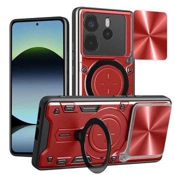Чехол Magnetic Shield для Xiaomi Redmi Note 14 4G EU Version бампер противоударный с подставкой кольцом Red