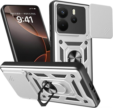 Чохол Hide Shield для Xiaomi Redmi Note 14 4G EU Version бампер протиударний з підставкою кільцем Silver