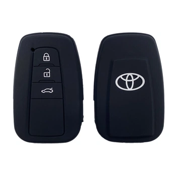 Силиконовый чехол для ключа OneCase Toyota Verso 200 Proace Cruiser Yaris C-HR Land Corolla Land Avensis Sequoia Prado Hilux Cruiser RAV4 Land Highlander Tundra Cruiser Auris Camry Black