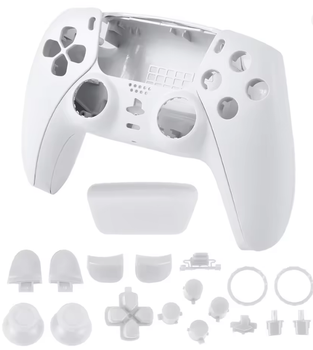 Полный ремкомплект корпус для геймпада джойстика Dualsense PS5 White со всеми кнопками и резинками