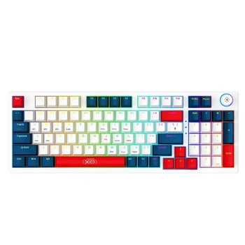Клавиатура игровая XO беспроводная BT5.0/2.4GHz RGB подсветкой раскладка УКР/АНГ KB-08 White Blue Red (KB-08 WBR)