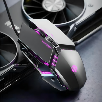 Мышь игровая проводная INPHIC W2 с регулируемой RGB подсветкой и 8800 DPI, для геймеров, серый