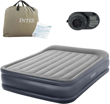 Materac dmuchany Intex 203 x 152 x 42 cm z wbudowaną pompką elektryczną 64136ND (6941057422886)