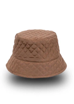 Зимняя стеганая панама на флисе (Крупный стежок) (One-size) Махагон