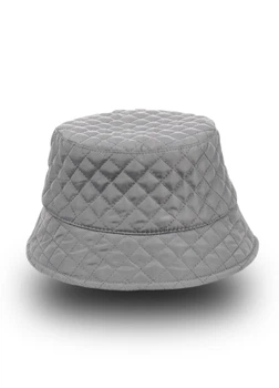 Зимняя стеганая панама на флисе (Крупный стежок) (One-size) Серый