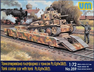 Модель сборная Unimodels танкоперевозящая Платформа с Танком Pz.Kpfw 38(t) (UM259)