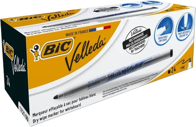Набір маркерів BIC Velleda 1721 для білих дошок чорний 24 шт (ZES3086121721090)