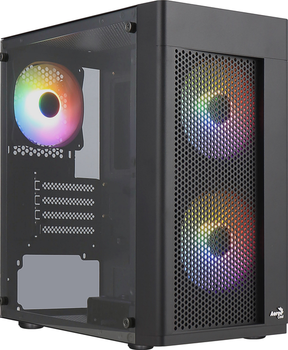 Корпус AeroCool Hexform-G-BK-v2 (ACCS-PV38033.11) Black з 3 RGB вентиляторами