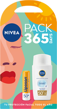 Набір сонцезахисних засобів Nivea Sun Флюїд для обличчя SPF50+ 40 мл + Бальзам для губ SPF50+ 4.8 г (8412300053181)