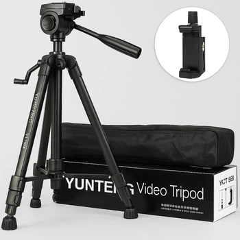 Штатив Yunteng VCT-668 для камеры и телефона 48–164 см металлический До 3 кг + Держатель и сумка в комплекте