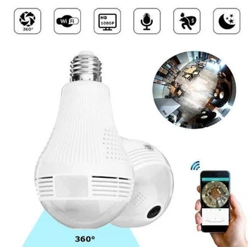 Панорамна стельова WiFi IP камера відеоспостереження "Лампочка" SMART CAMERA UKC CAD-B13 H302 2MP з віддаленим доступом