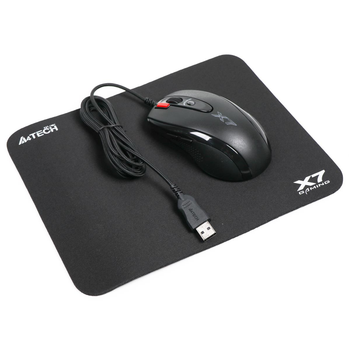 Мышь проводная компьютерная A4Tech X-710BK 2000dpi с кнопкой 3xFire и ковриком X7-200MP Black