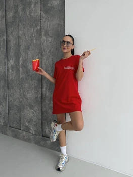 Жіноча футболка-туніка Be Happy з коротким рукавом COSY 3XL Червоний (cosy4178714s6)
