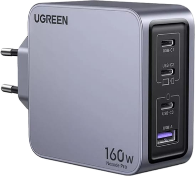 Зарядний пристрій Ugreen 3Type-C 1USB Gan PD 160W 5A Nexode Pro X763 Gray