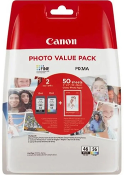 Картридж Canon PG-46/CL-56 Multipack Black+Color + фотобумага 4х6 210 г/м2 50 листов (2970B017AA)