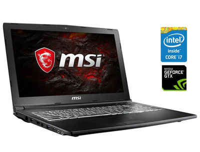Игровой ноутбук Б-класс MSI GL62M 7REX / 15.6" (1920x1080) TN / Intel Core i7-7700HQ (4 (8) ядра по 2.8 - 3.8 GHz) / 16 GB DDR4 / 256 GB SSD M.2 + 1000 GB HDD / nVidia GeForce GTX 1050 Ti, 4 GB GDDR5, 128-bit / WebCam б/у